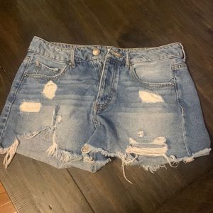 Like New, High Waist Distressed Denim Shorts